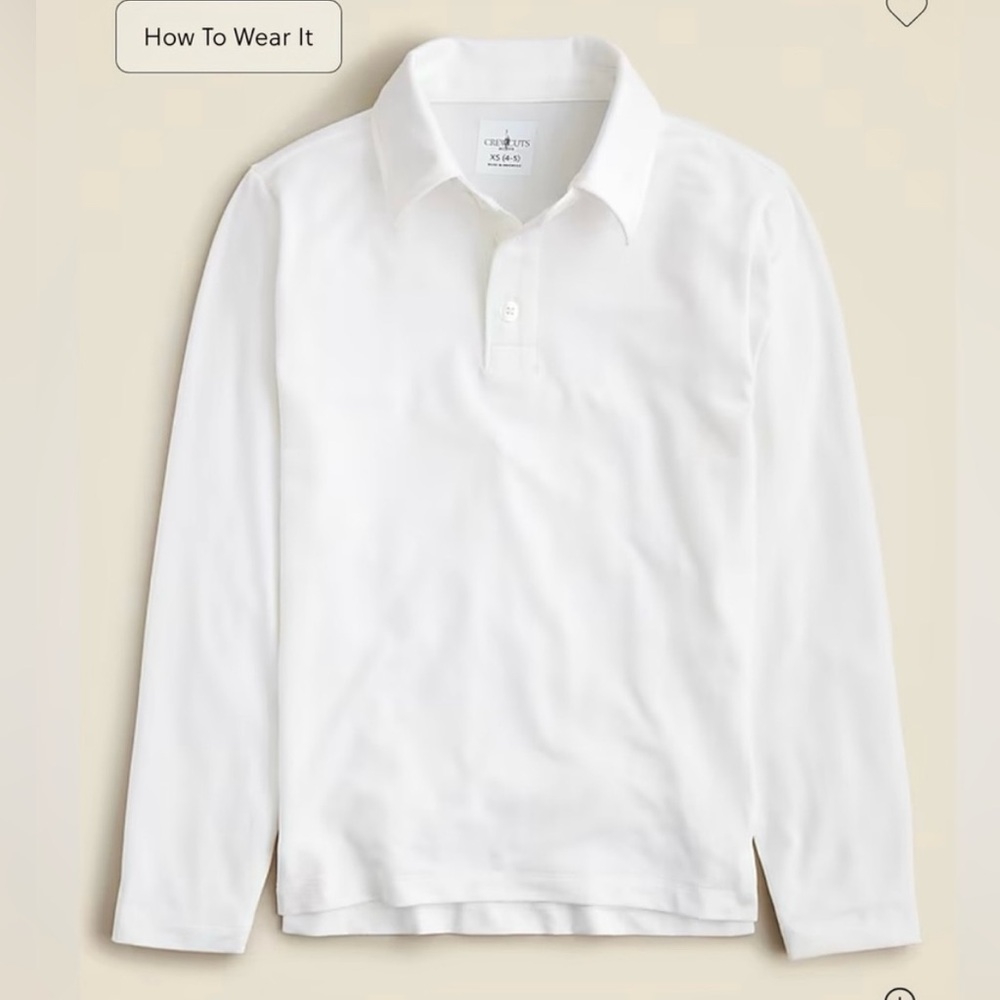 J.Crew Kids' long-sleeve tech polo shirt in white